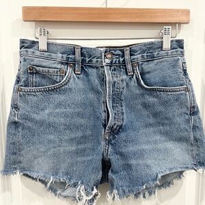 Agolde Denim Button Up High Rise Cut Off Shorts Blue Cotton Women’s Size 24